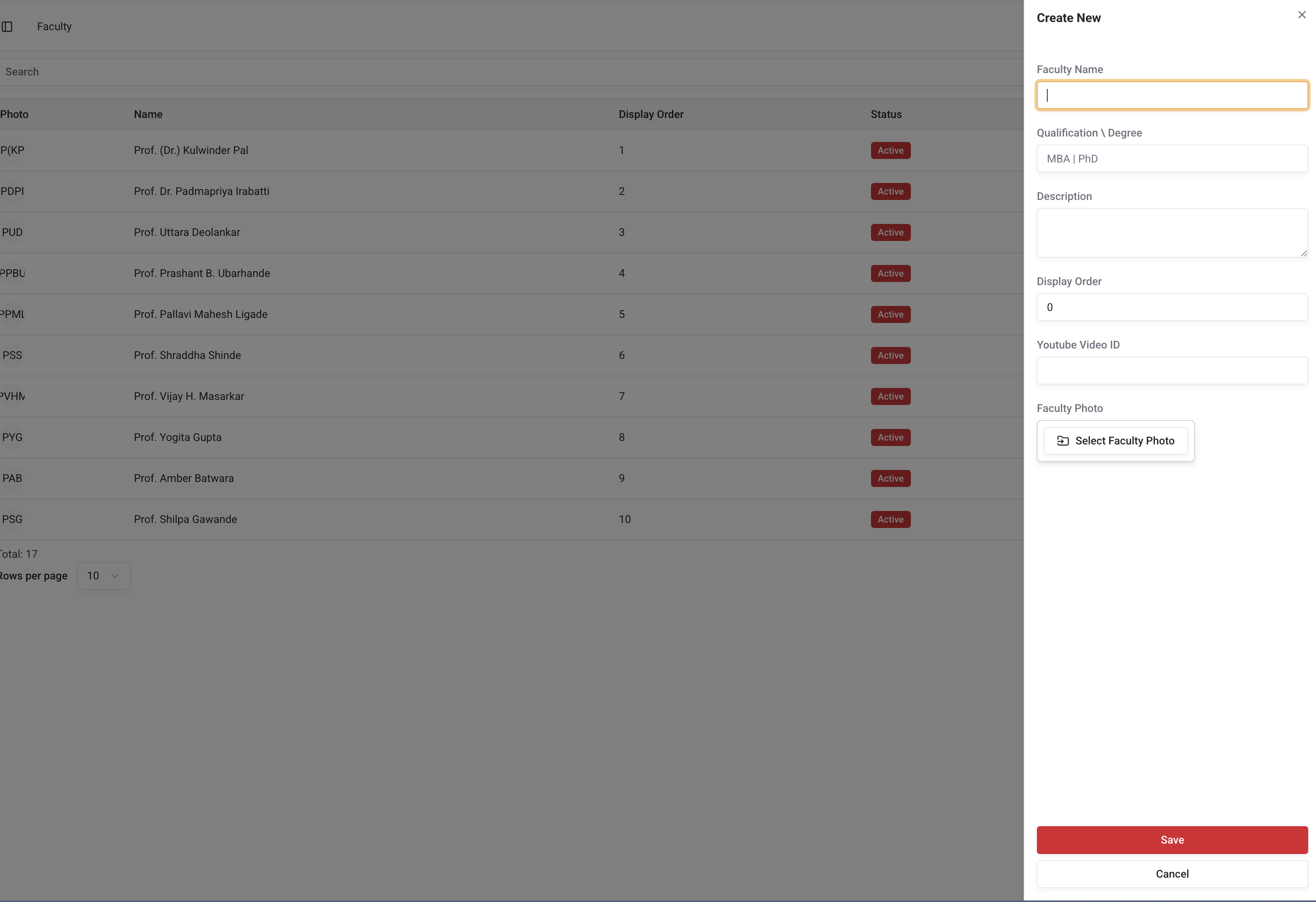 CRUD Drawer CRUD Drawer