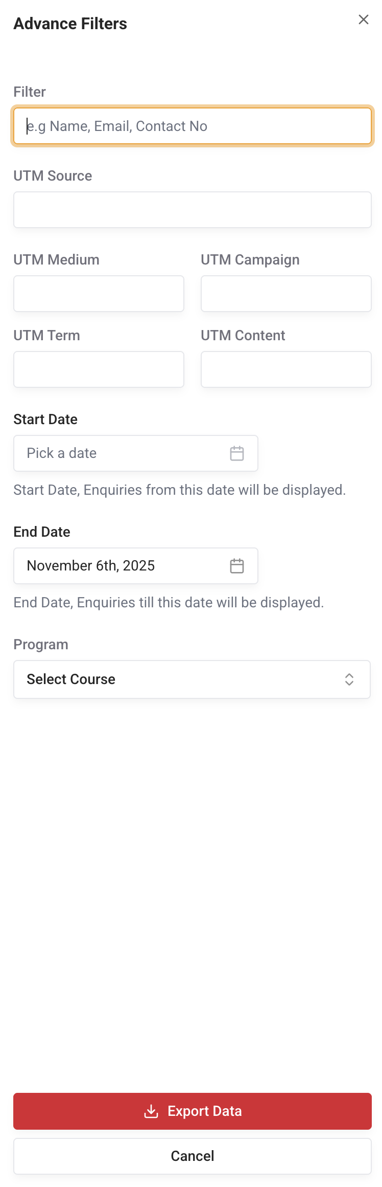 Refer A Friend Filters form Refer A Friend Filters form