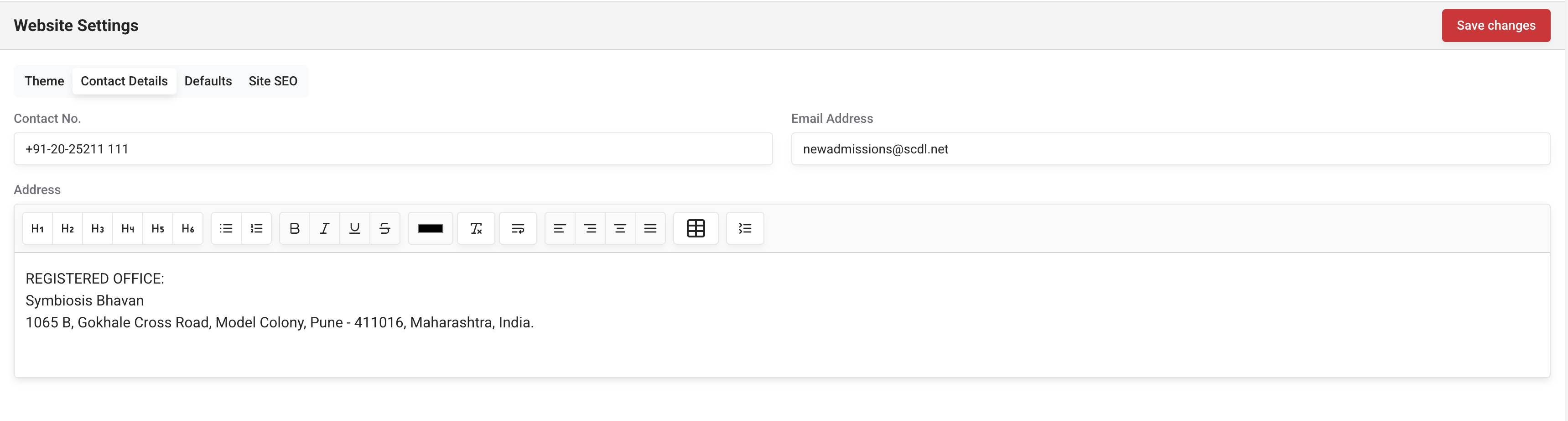 Settings Contact Settings Contact