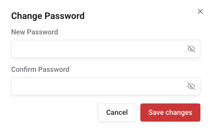 User Change Password Dialog User Change Password Dialog